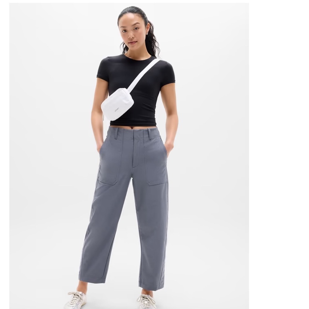 Athleta Skyline High Rise Barrel Leg Pant Slate Gray Work Travel Pants Size 8P